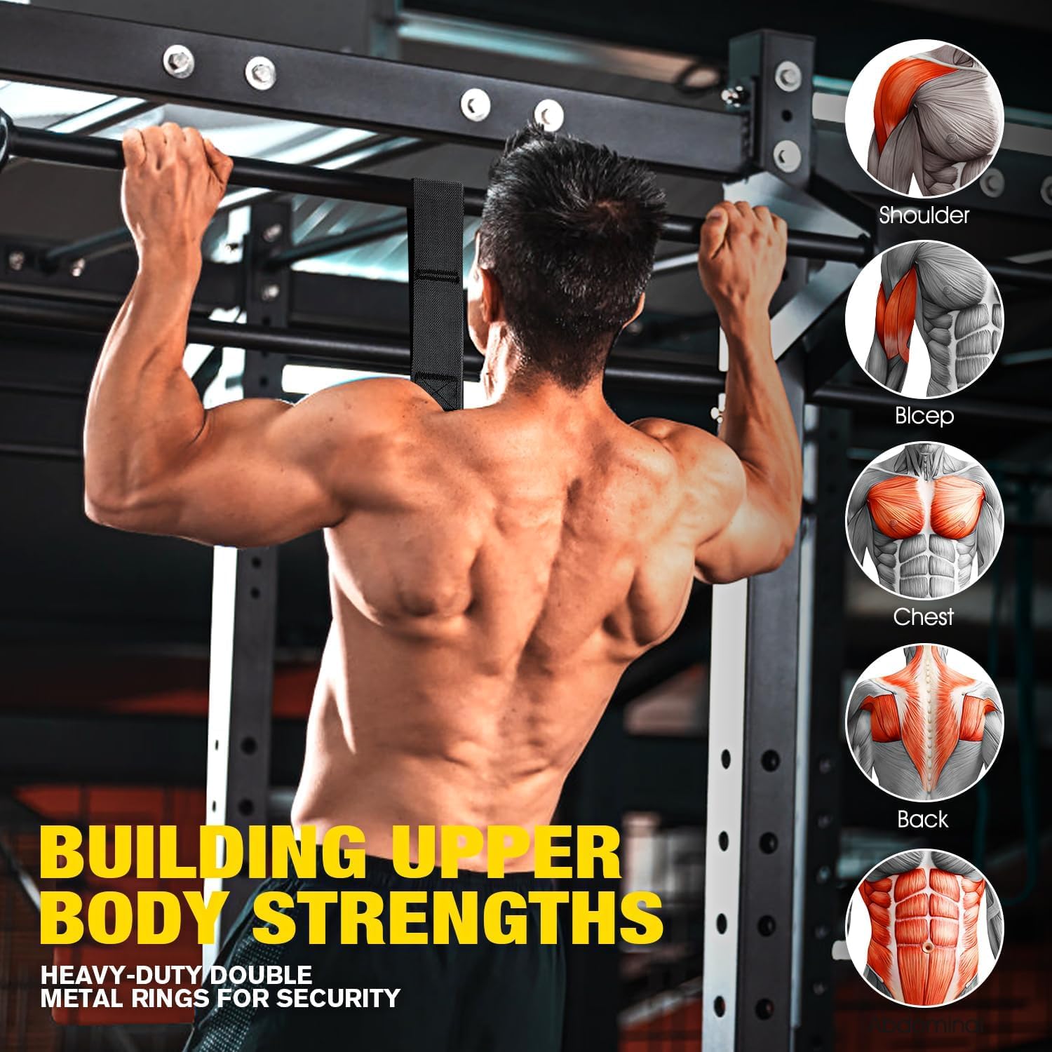 Ayombo Pull Up Assistance Bands, Adjustable Resistance Bands for Pull Up Bar, Heavy Duty Pull Up Assist Workout Equipment with 4 Assistance Bands, Home Gym Strength Training, Exercise Best Partner