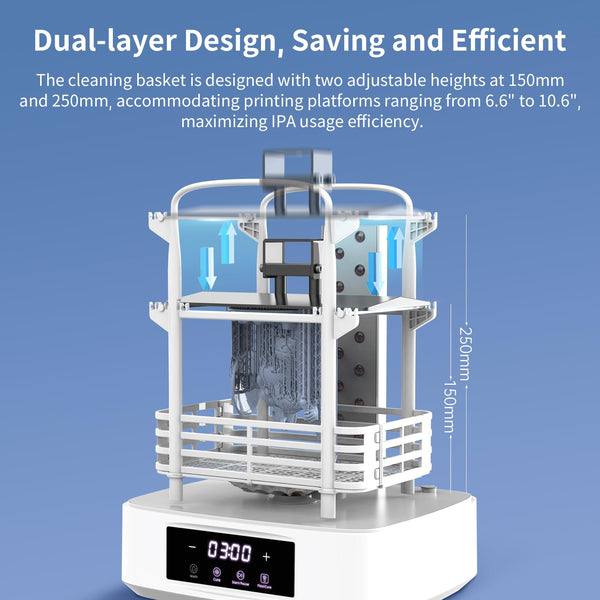 ANYCUBIC Wash and Cure 3 Station, 2 in 1 Wash & Cure Machine for ANYCUBIC Photon Mono Mars LCD/SLA/DLP Resin 3D Printing Models with Dual Cleaning Modes and Uniform Curing, Washing Size 165x100x180mm³