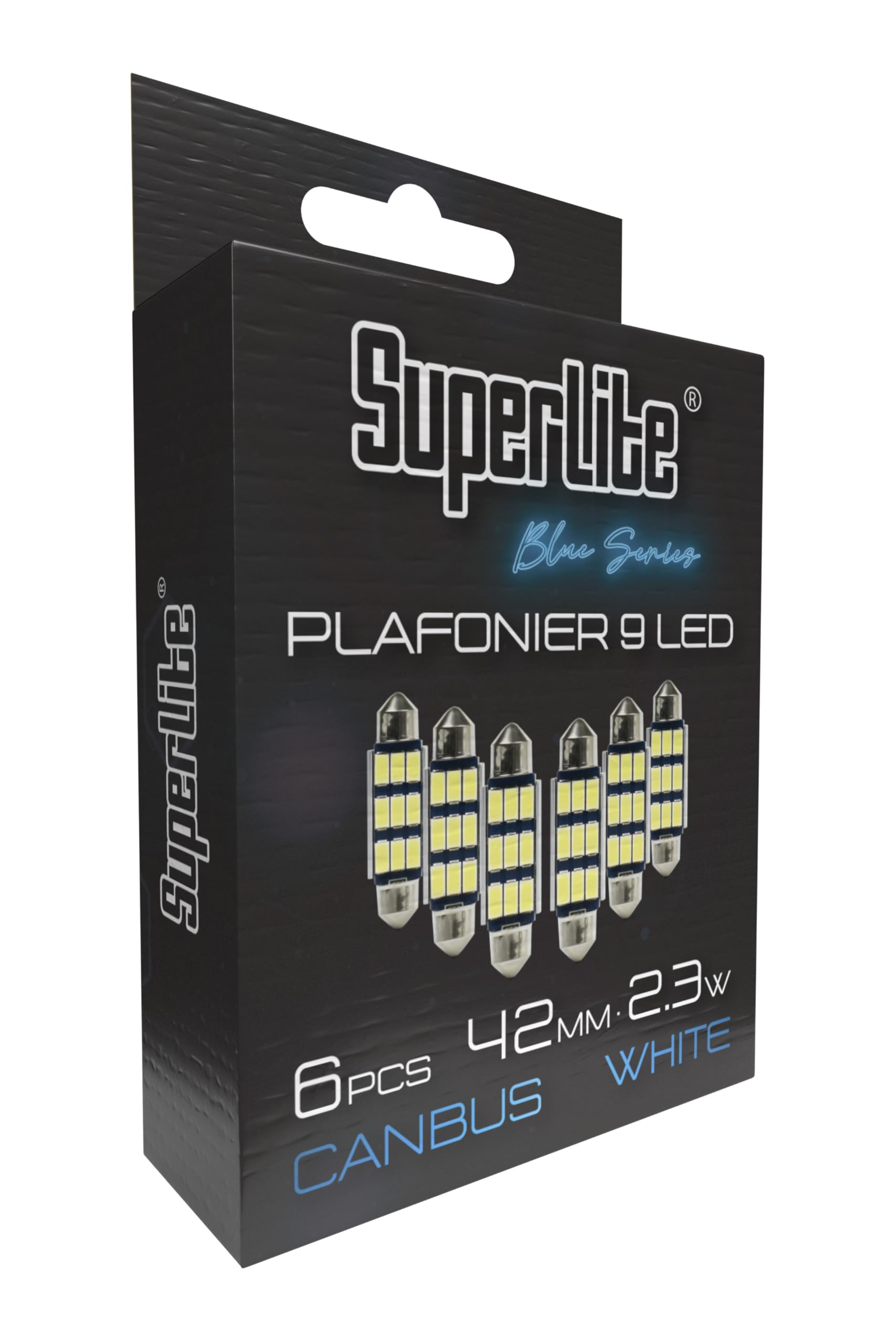 Superlite Set of 2 T10 Bulbs with 18 Leds from the Blue Series range. CanBus Technology and 6500K Colour Temperature. Ideal for Car and Truck.