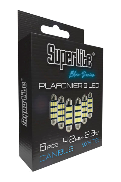 Superlite Set of 2 T10 Bulbs with 18 Leds from the Blue Series range. CanBus Technology and 6500K Colour Temperature. Ideal for Car and Truck.