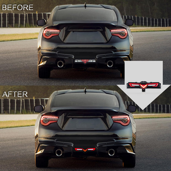 VLAND LED Tail Lights Compatible with Toyota 86 GT86 2012-2020/Subaru BRZ 2013-2020/Scion FR-S 2013-2020, Full LED Rear Light with Sequential Indicator, Red White Lens