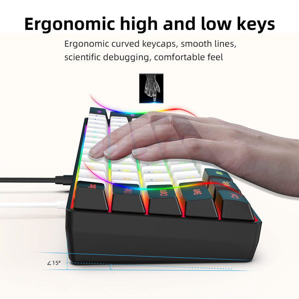 Snpurdiri 60% Wired Mechanical Gaming Keyboard, Mini 61-Key With Red Switches for PC, Windows XP, Win 7, Win 10 (Black-Red)