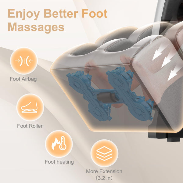 2025 Upgrade Massage Chair, Full Body Massage Chair with 10 Fix Points, Heating, Foot Massage, Auto Modes, Bluetooth Speaker, Touch Screen Controller, Zero Gravity Home Office