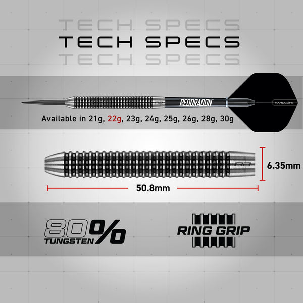 RED DRAGON Pegasus Professional Tungsten Steeltip Darts Set Available in 21, 23, 24, 25, 26, 28, 30 Gram with Flights, Stems (Shafts) and Wallet
