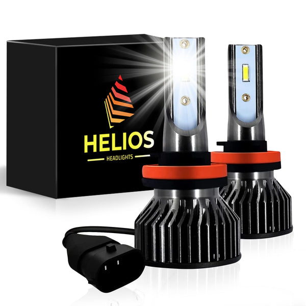 HELIOS H4 / HB2 Headlight Bulbs Led 18000 LM Super Bright Fan Cooling All In One Cool White Conversion Kit Hi/Lo (DC 9-30V) 6000K (36W x2) 30,000Hours over 200% Brighter, Braided Cable