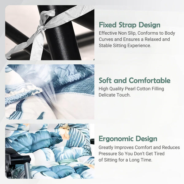 High Back Sun Lounger Replacement Cushion: 170x53 cm Padded Soft Non Slip Ties Outdoor Indoor Use for Reclining Garden Chair Patio Beach Porch Furniture