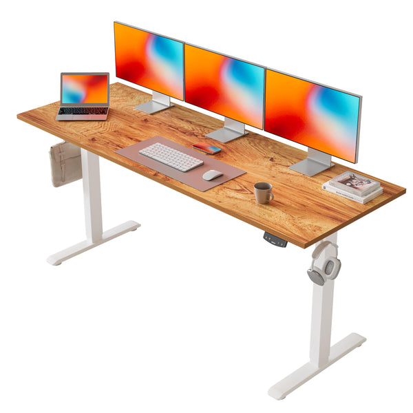 Agilestic L-Shaped Electric Standing Desk, 140cm Height Adjustable Sit-Stand Desk for Home Office, Ergonomic Computer Desk with Spliced Board, White