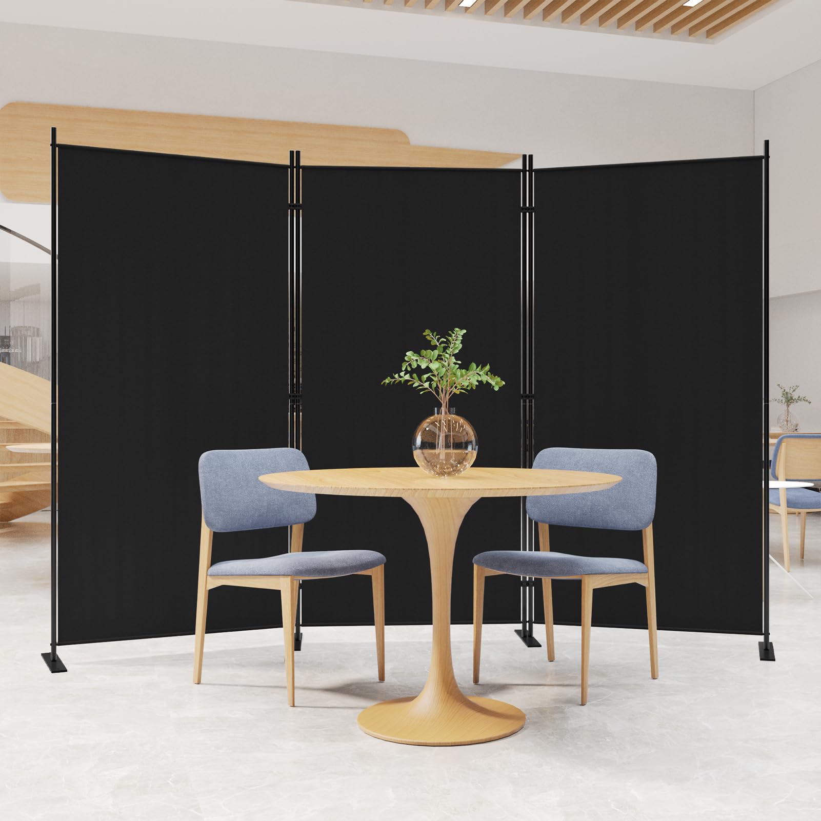 C-Hopetree 6 Panels Room Divider, 180cm Tall Indoor Folding Privacy Screen, Portable Partition Separator, Freestanding Separation Temporary Wall for Office, Bedroom, 304cm W X 180cm H, Black