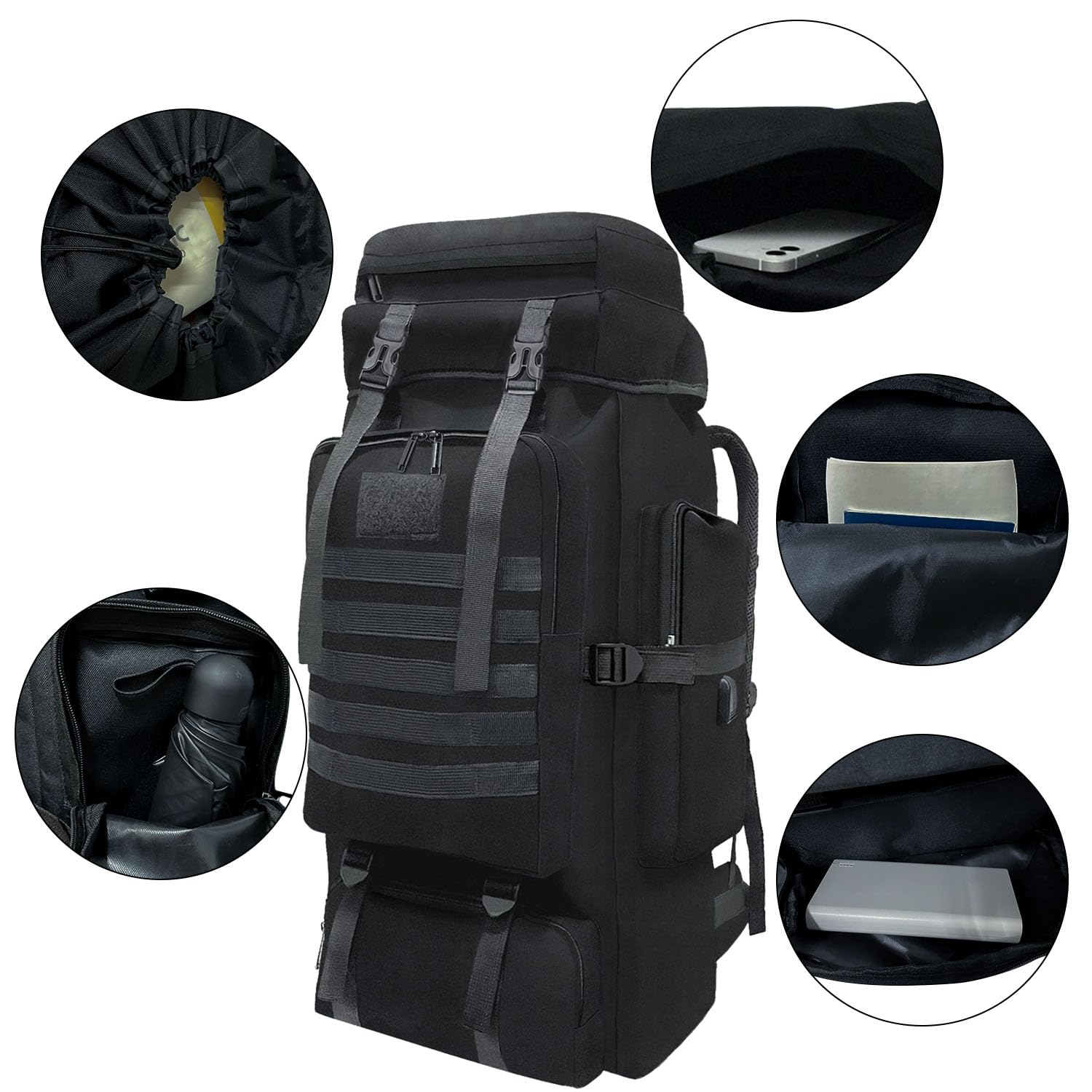 Wesoke 80L 100 liters Camping Hiking Backpack for Men, Extra Large Survival Hunting Backpack, Waterproof Big Molle Military Tactical Rucksack, Oversized Outdoor Sport Travel Daypack