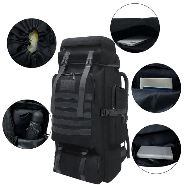 Wesoke 80L 100 liters Camping Hiking Backpack for Men, Extra Large Survival Hunting Backpack, Waterproof Big Molle Military Tactical Rucksack, Oversized Outdoor Sport Travel Daypack