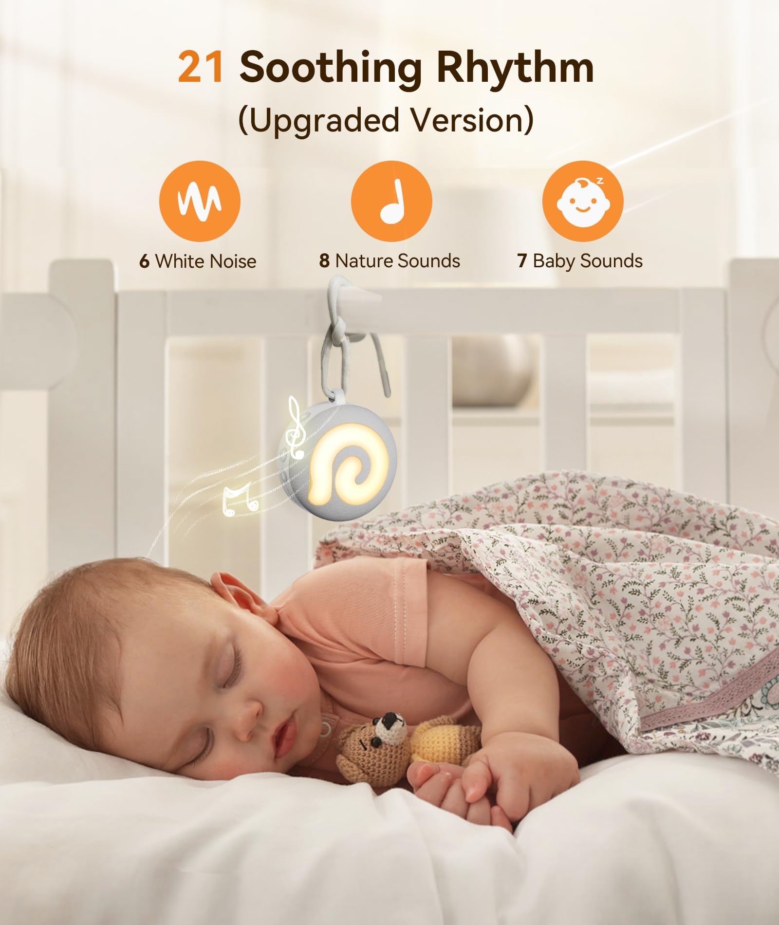 Dreamegg White Noise Machine, D11 Portable Sound Machine with Night Light for Baby Kids Adults, 21 Soothing Sounds Therapy for Sleeping Nursery Travel, USB Rechargeable Continuous or Timer Baby Gift