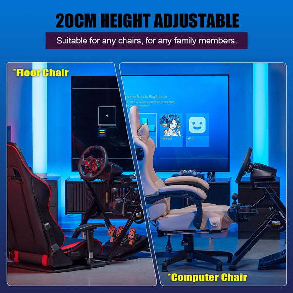 GTPLAYER Steering Wheel Stand for G25 G27 G29 G920 Foldable Racing Wheel Stand with Cup Holder Adjustable Height/Angle, Driving Simulator Gaming Wheel Stand