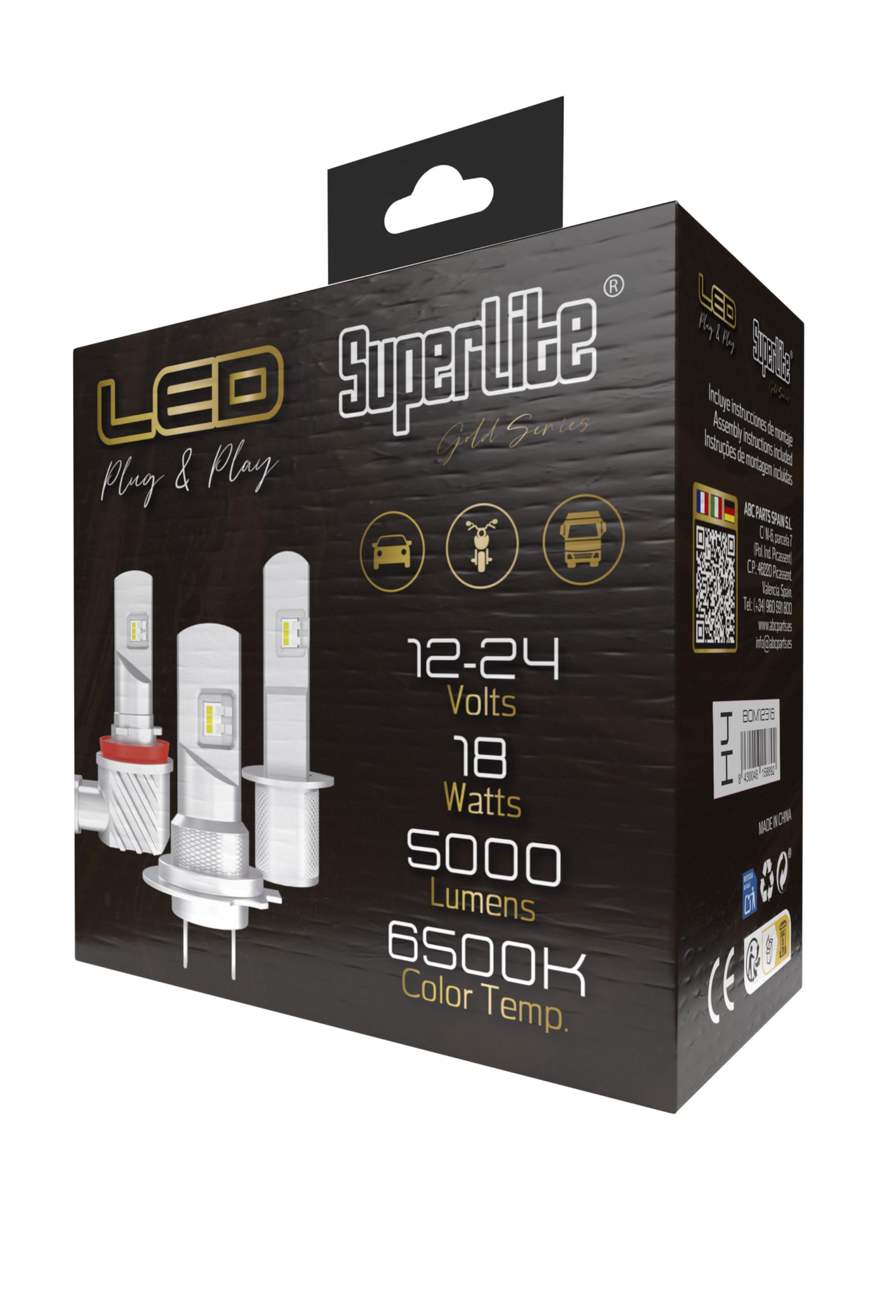 Superlite Set of 2 T10 Bulbs with 18 Leds from the Blue Series range. CanBus Technology and 6500K Colour Temperature. Ideal for Car and Truck.
