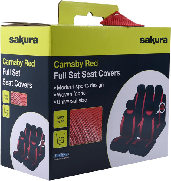 Sakura Car Seat and Headrest Covers Carnaby Blue SS5292 - Full Set Universal Size Elasticated Hems Side Airbag Compatible Washable Easy Fit