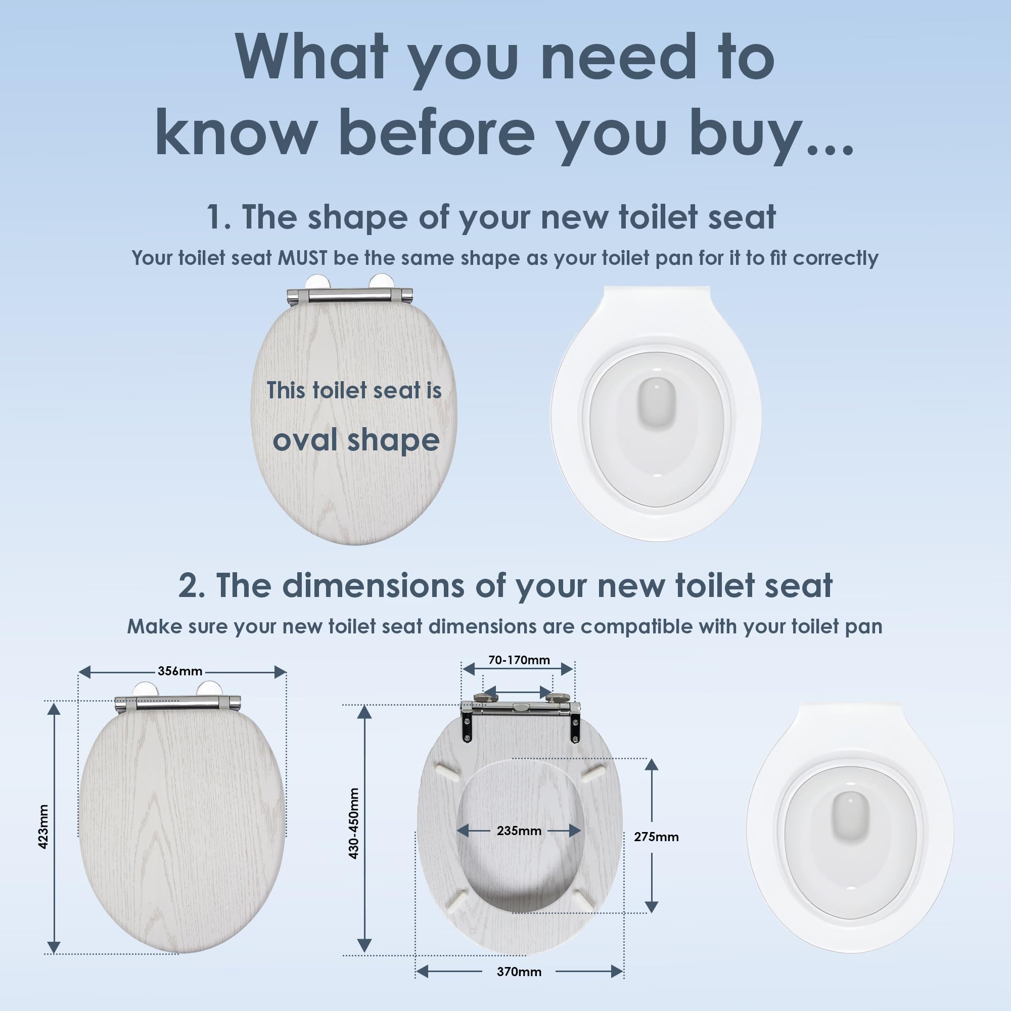 AQUALONA® Luxury Soft Close Toilet Seat - Moulded Wood - Stainless Steel Slow Close Hinges - Click, Lift & Clean Technology (Bamboo Toilet Seat)