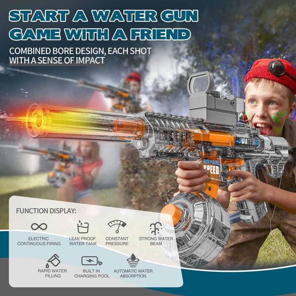 Electric Water Gun, Ultra-Long Range One-Touch Automatic Water Gun, Large Capacity Ultra-Long Standby, Suitable For Children Adults Summer Pool Party Beach Outdoor Use.