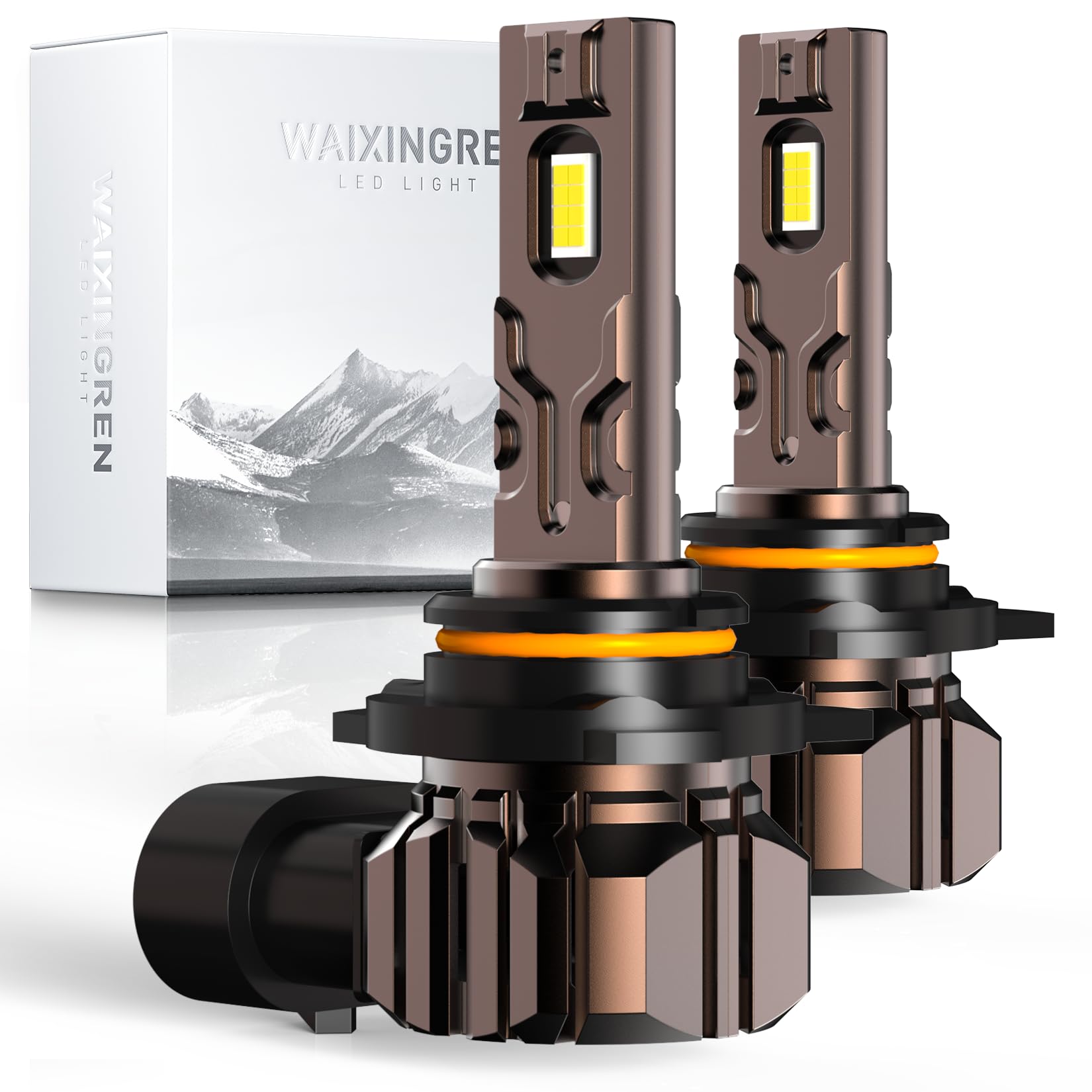 WAIXINGREN H4 Led Headlight Bulbs, 6500K Cool White, 60W 26000LM H4 Headlight Bulbs led with Fan, No Adapter Required, Plug and Play Easy Installation, Pack of 2 (H4/9003/HB2)