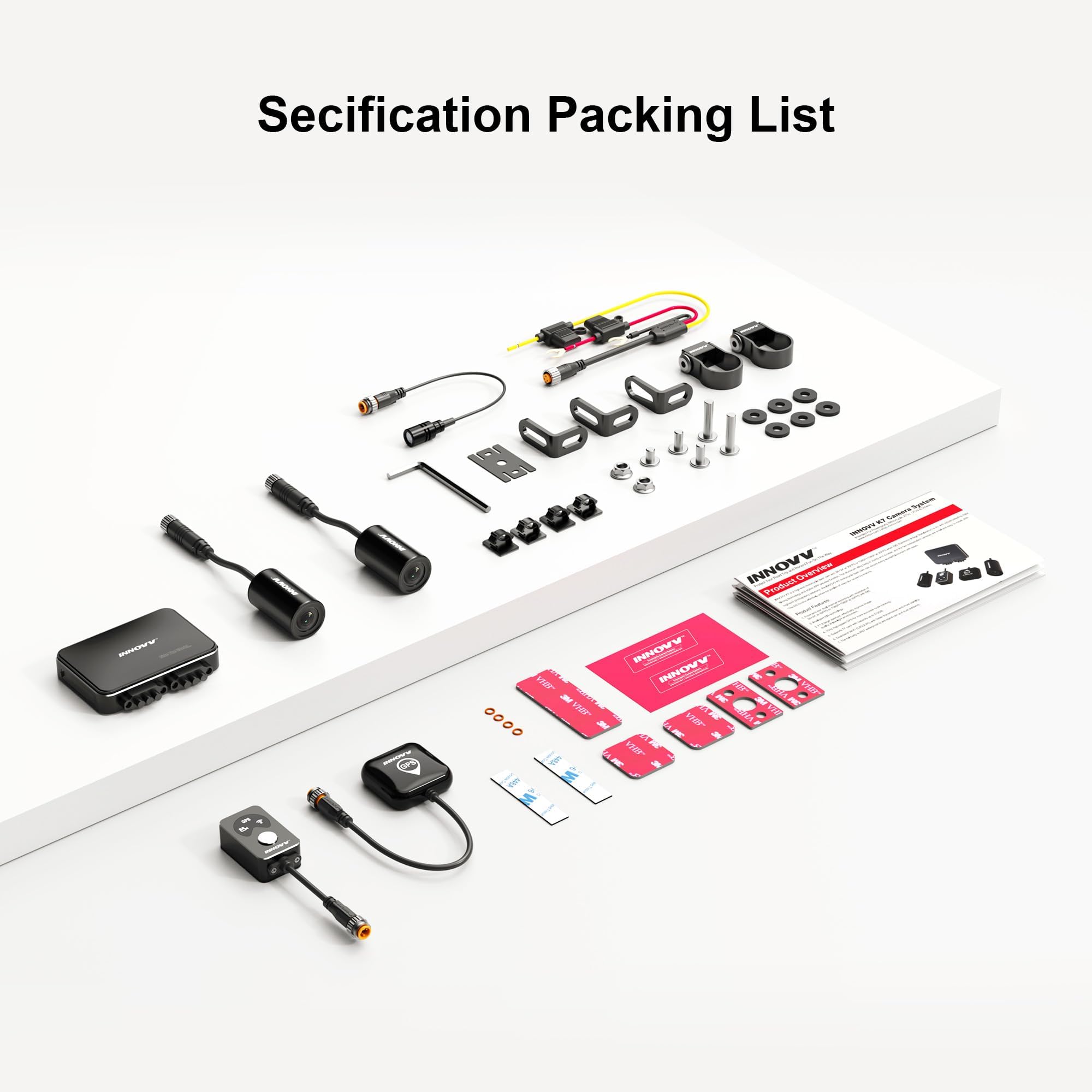 K7 Motorcycle Dash Cam Front and Rear with EIS Anti-Shake 2K + 2K@30FPS or 1080P + 1080P@60 FPS Motorbike Camera, GPS, Wi-Fi, 24Hrs G-Sensor, Waterproof Motorcycle Camera Support 512 GB Max