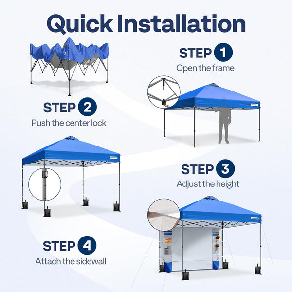 VIVOHOME Canopy Tent 3x3m Outdoor Shelter 2 Tiers Roof with Portable Wheel Carry Bag and 4 Sandbags Pop Up for Patio Garden Backyard