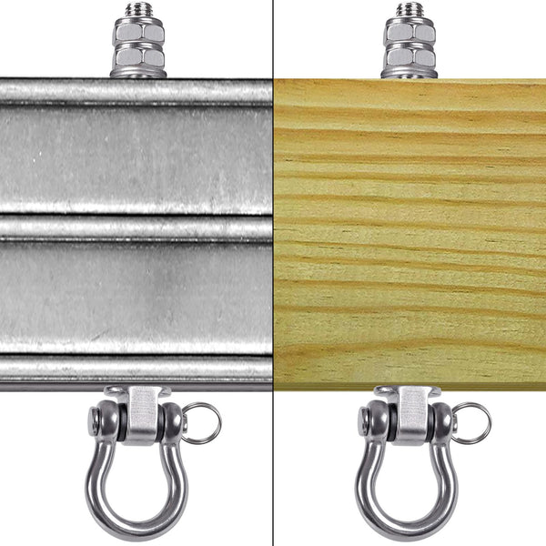 BeneLabel 6pcs Swing Hanger Bearing, Heavy Duty Hammock Hook M10 Hanging Chair Screw Eye Bolt 225mm Swivel Ceiling/Beam Mounting Bracket Kit for Yoga