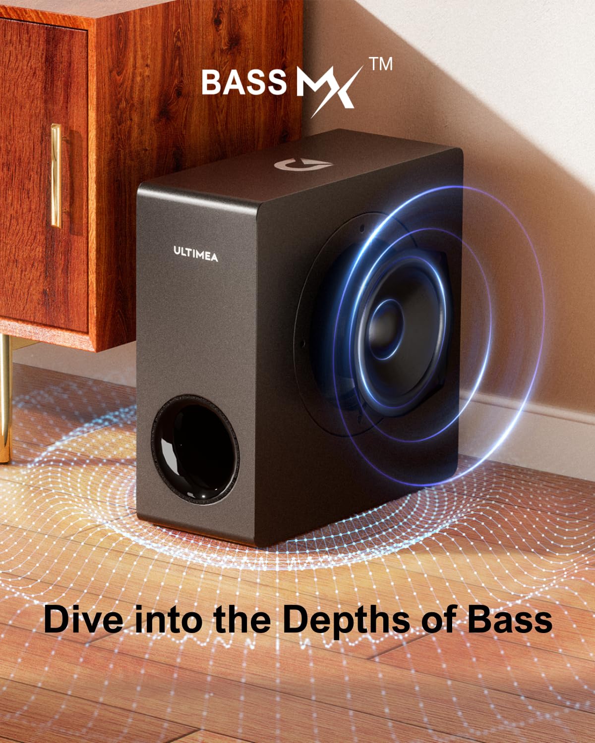 ULTIMEA 4.1ch Sound Bar for Smart TV with Subwoofer, App, Peak Power 200W, 2-in-1 Detachable Bluetooth 5.3 Soundbar, Bass Adjustable, 3 EQ Modes TV Sound Bar, ARC/Optical/Aux, Apollo S50 2025 Version