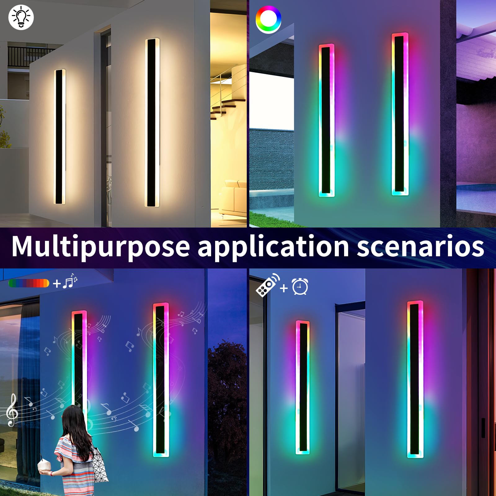 Mikeru 6500k Cool White Outdoor Wall Light, 150cm Modern Porch Wall Light, LED Vertical Long Acrylic Garden Fixture, IP65 Waterproof for Balcony, Living Room, Garage, Patio