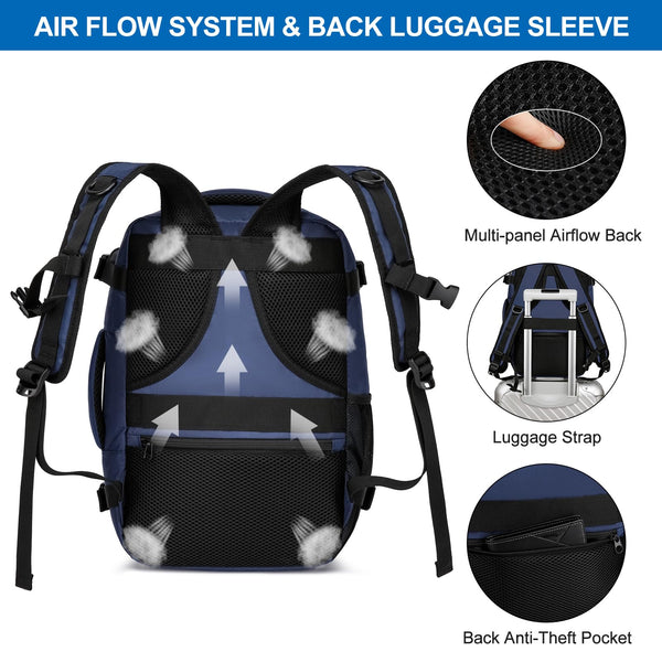 Cabin Bags 40x20x25 for Ryanair Underseat 20L Small Travel Hand Luggage Backpack Carry-ons Bag Cabin Size for Airplanes Flight Bag Travel Rucksack Fit 14 Inch Laptop with USB Charging Port-Black