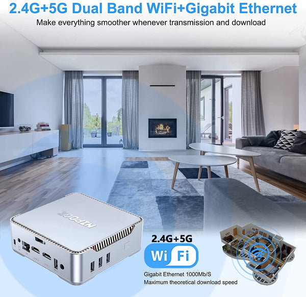 NiPoGi Mini PC Windows 11 Pro Mini PC Intel Alder Lake-N95 (Βeat N5105, up to 3.4GHz) 16GB RAM+512GB M.2 SSD Mini Computer Desktop Mini Computer 4K Dual Display/HDMI/WiFi/BT for Home/Business/School