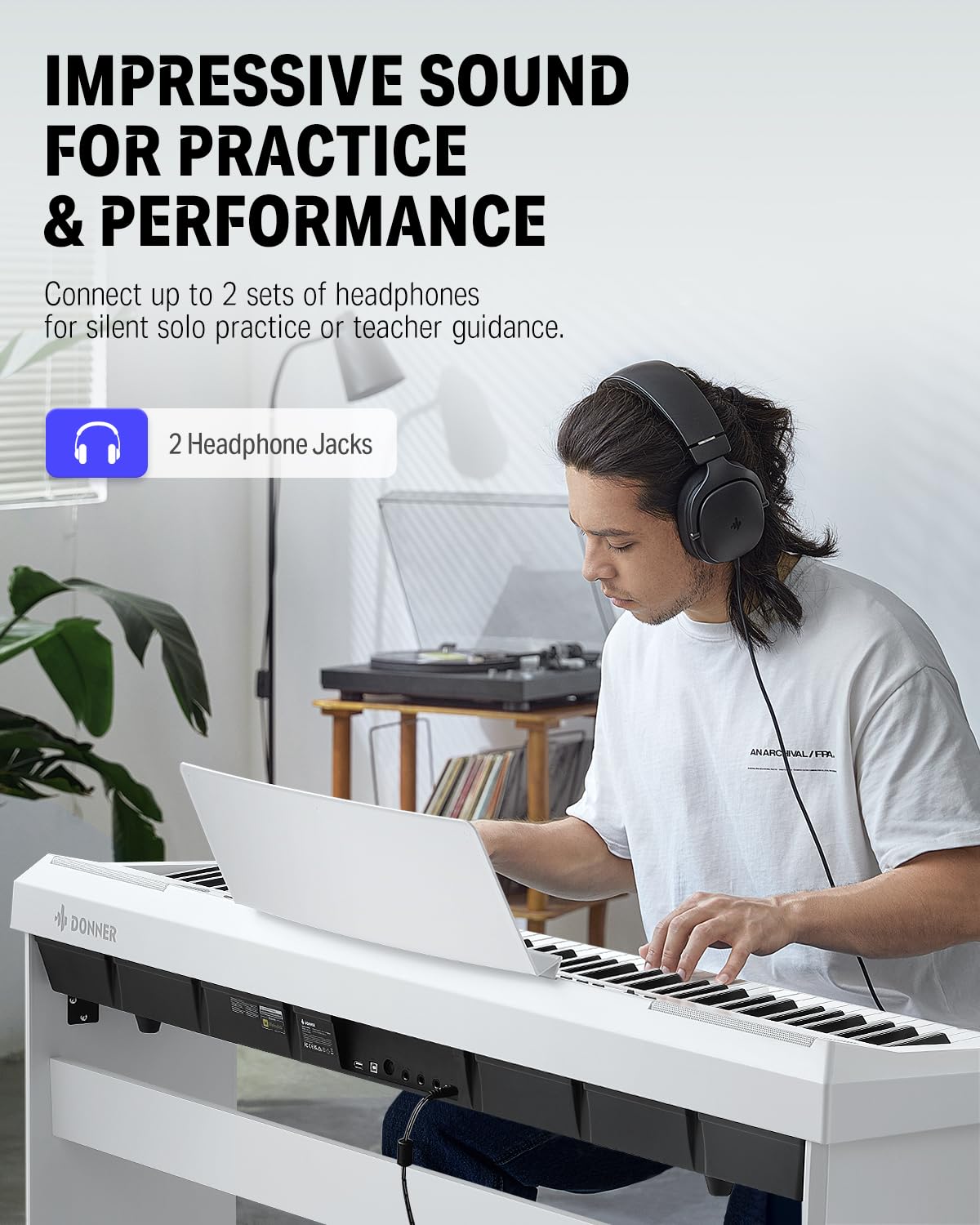 Donner Digital Piano Keyboard Weighted 88 Keys with Piano Stand, Beginner Home Electric Piano with Furniture Stand and Triple Pedal, DEP-20 Real Piano Touch