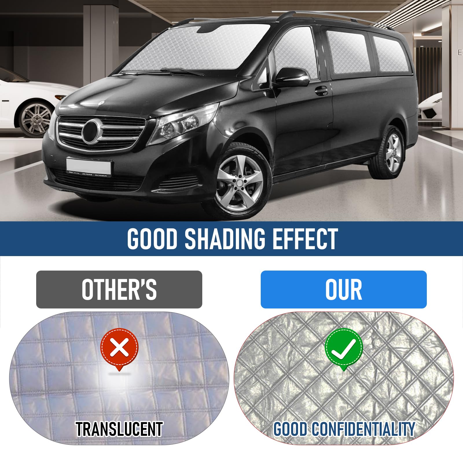 MaxAwe 8Pcs Internal Thermal Blind Set Fits for VW T5/T6 LWB, Luxury Sunshade Wrap Cover Kit, Window Front Screen Cover, Summer Uv Sun Blind & Winter Insulation Cover for VW Campervans & Motorhome