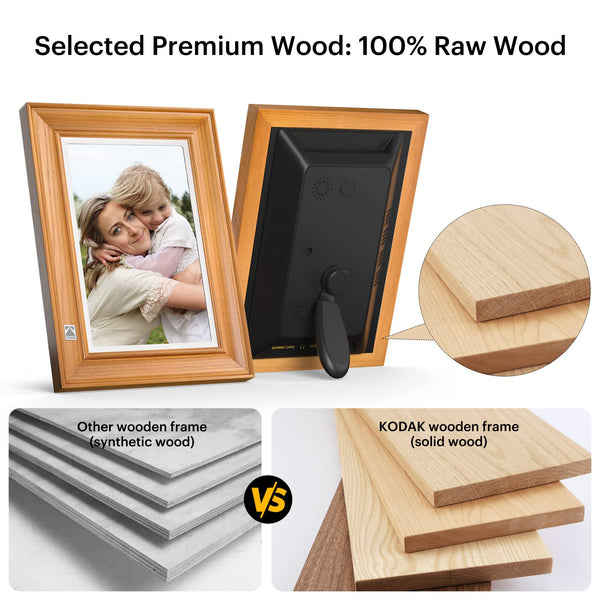KODAK Digital Photo Frame WiFi Digital Picture Frame 10.1 Inches, FHD 1920*1200 IPS Touchscreen, Wooden Smart Electronic Frame with 32GB Memory, Easy to Share Photo, Video via APP with Your Loved Ones