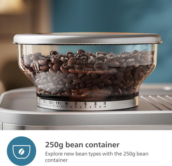 PHILIPS Barista Brew Semi Automatic Espresso Machine - Single & Double Espresso + Americano Button, 250g Bean Container, Intuitive Guidance, Calibrated Tamping, Metal Black (PSA3218/10)