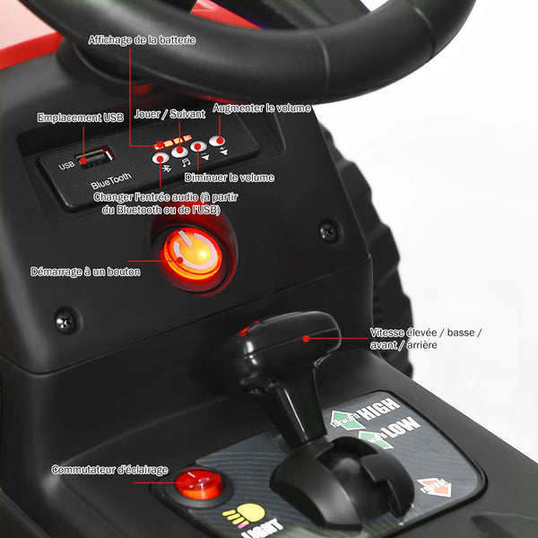 COSTWAY Ride on Tractor and Trailer, 12V Battery Powered Electric Kids Toy Car with Remote Control, LED Lights, USB & Bluetooth Music, Four Wheels Ride on Toys for Children Ages 3+(Dark Green)