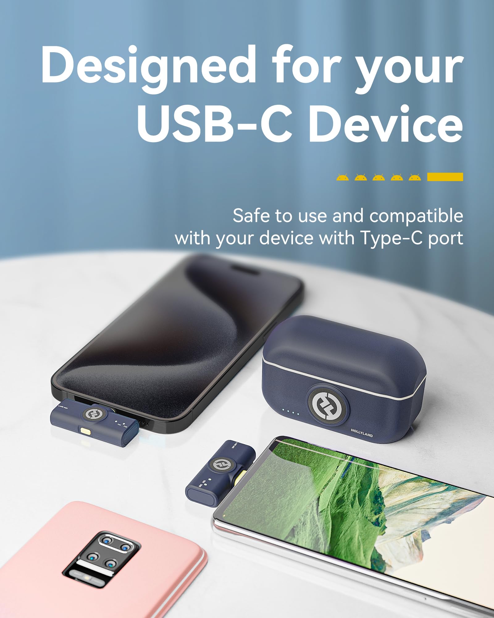 Hollyland Lark M2 Wireless Lavalier Microphone (2TX+1RX) Compatible with Camera, iPhone, Android, PC, 300m LOS Range, Hi-Fi Audio, Noise Cancelling, 40H Duration, Lapel Mic for Livestream Vlog-Black