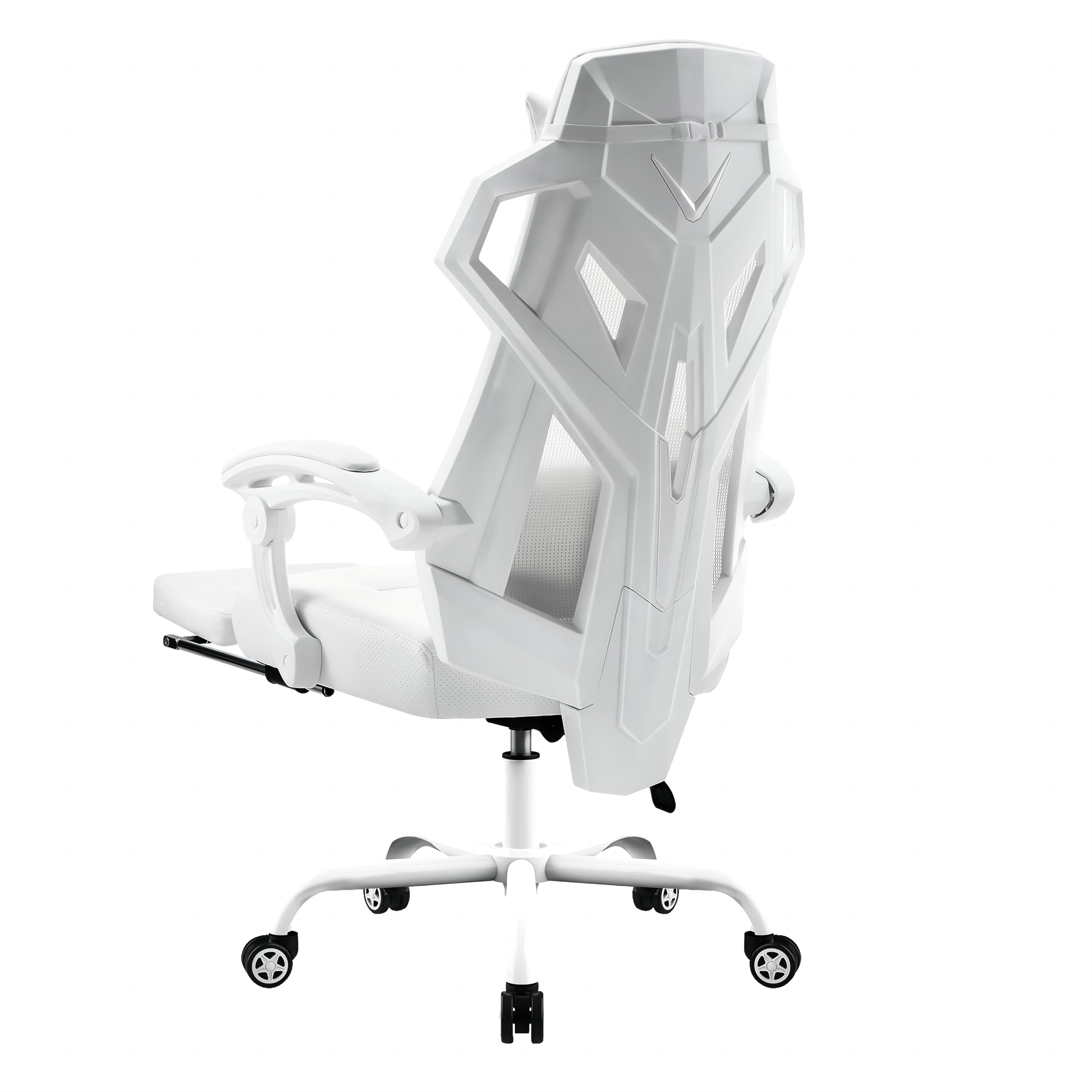 GTPLAYER Mesh Gaming Chair with Footrest 3D Stereoscopic Frame Support Ergonomic Fabric CoverReclining Computer Office Desk Chair Height Adjustable