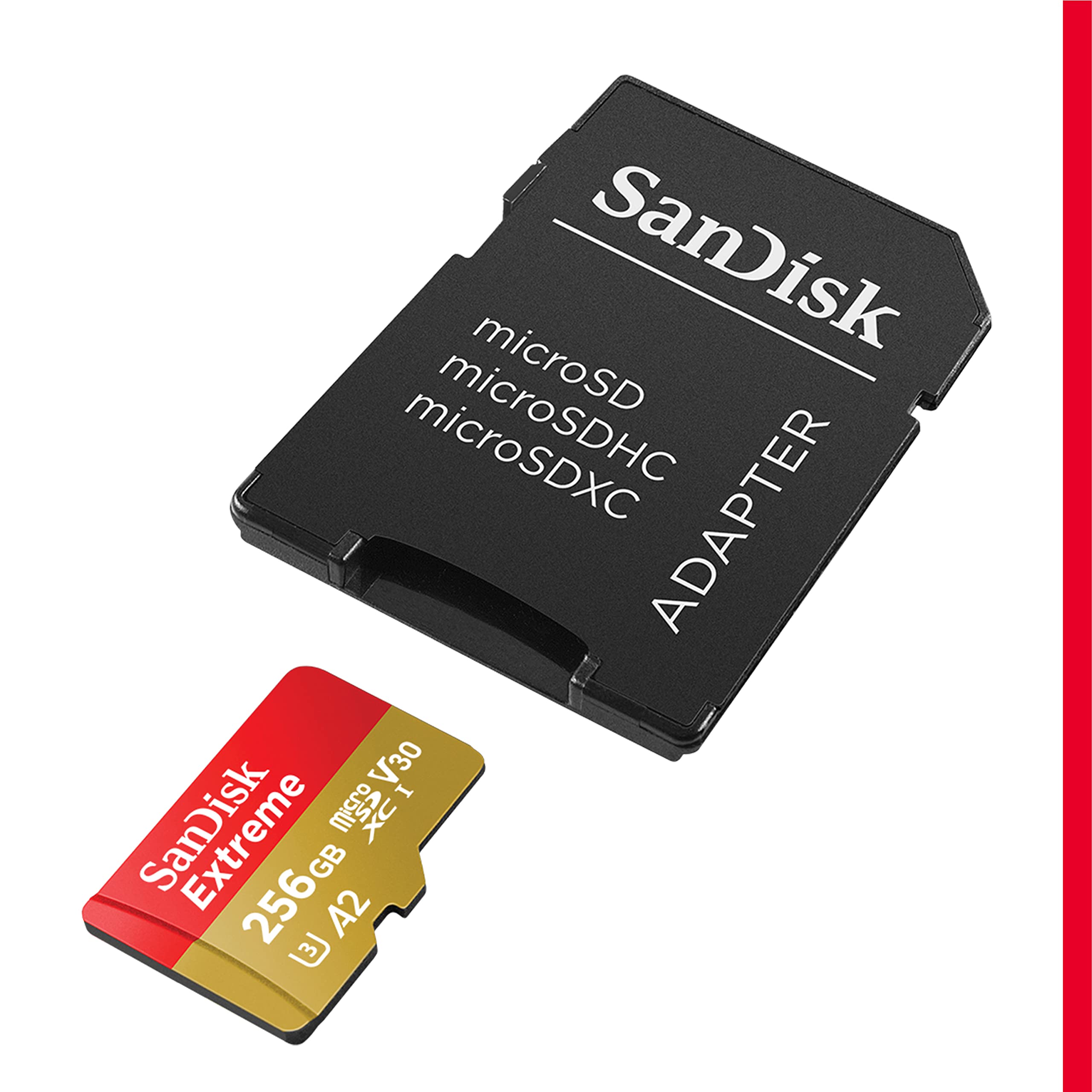 SanDisk 128GB Extreme microSDXC card +SD adapter, microSD card for smartphones, action cameras, drones, V30, up to 190 MB/s, SanDisk QuickFlow Technology, RescuePro Deluxe, UHS-I, 4k, V30, A2, U3