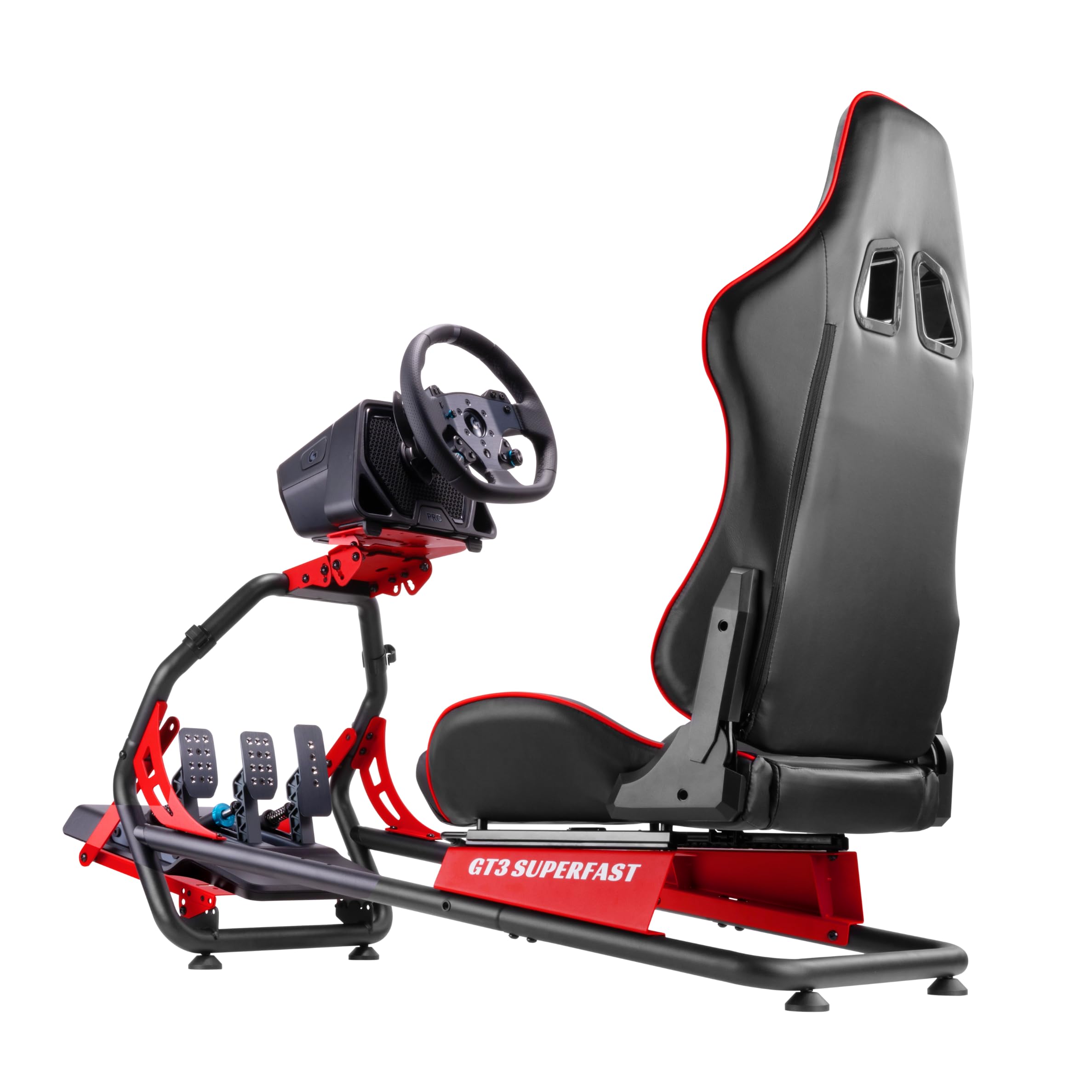 OPLITE GT3 SUPERFAST Simulator Cockpit Racing Sim Bucket Seat and Chassis Frame for Logitech and Thrustmaster Steering Wheel Pedals & Screen