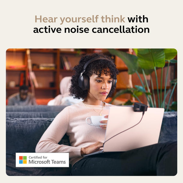 Jabra Evolve2 85 Wireless PC Headset – Noise Cancelling UC Certified Stereo Headphones With Long-Lasting Battery – USB-C Bluetooth Adapter – Black