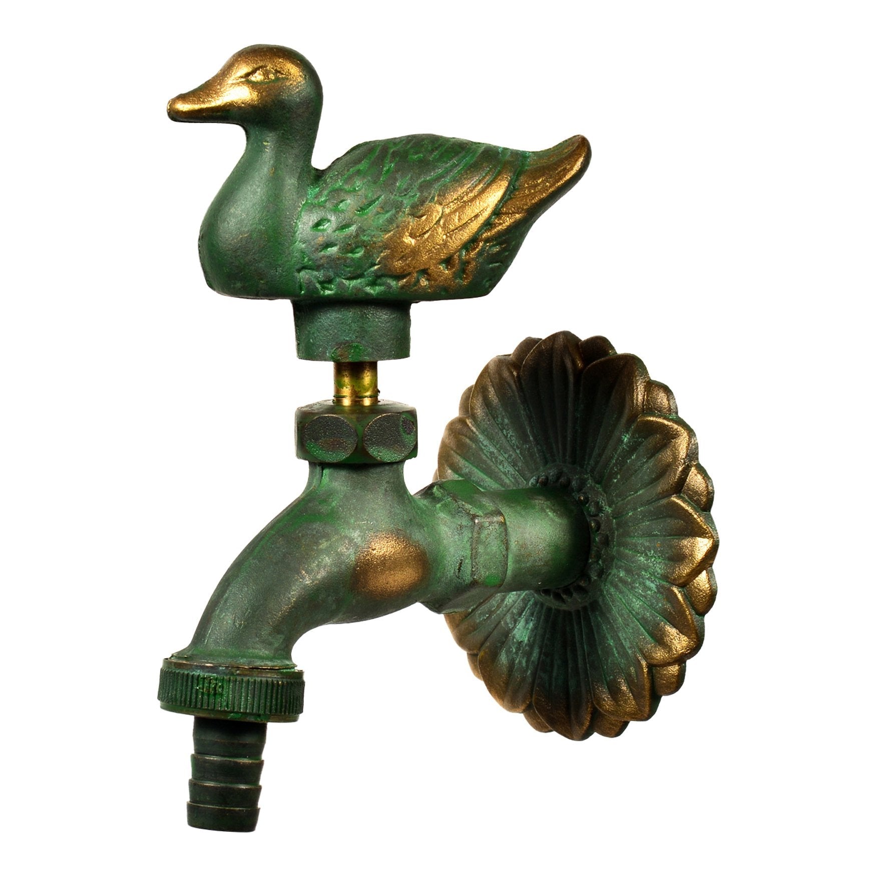 Variosan Retro Garden Tap, 1/2-Inch, Patinated Brass, Large Gap Between Tap and Wall, Solid Wall Rosette