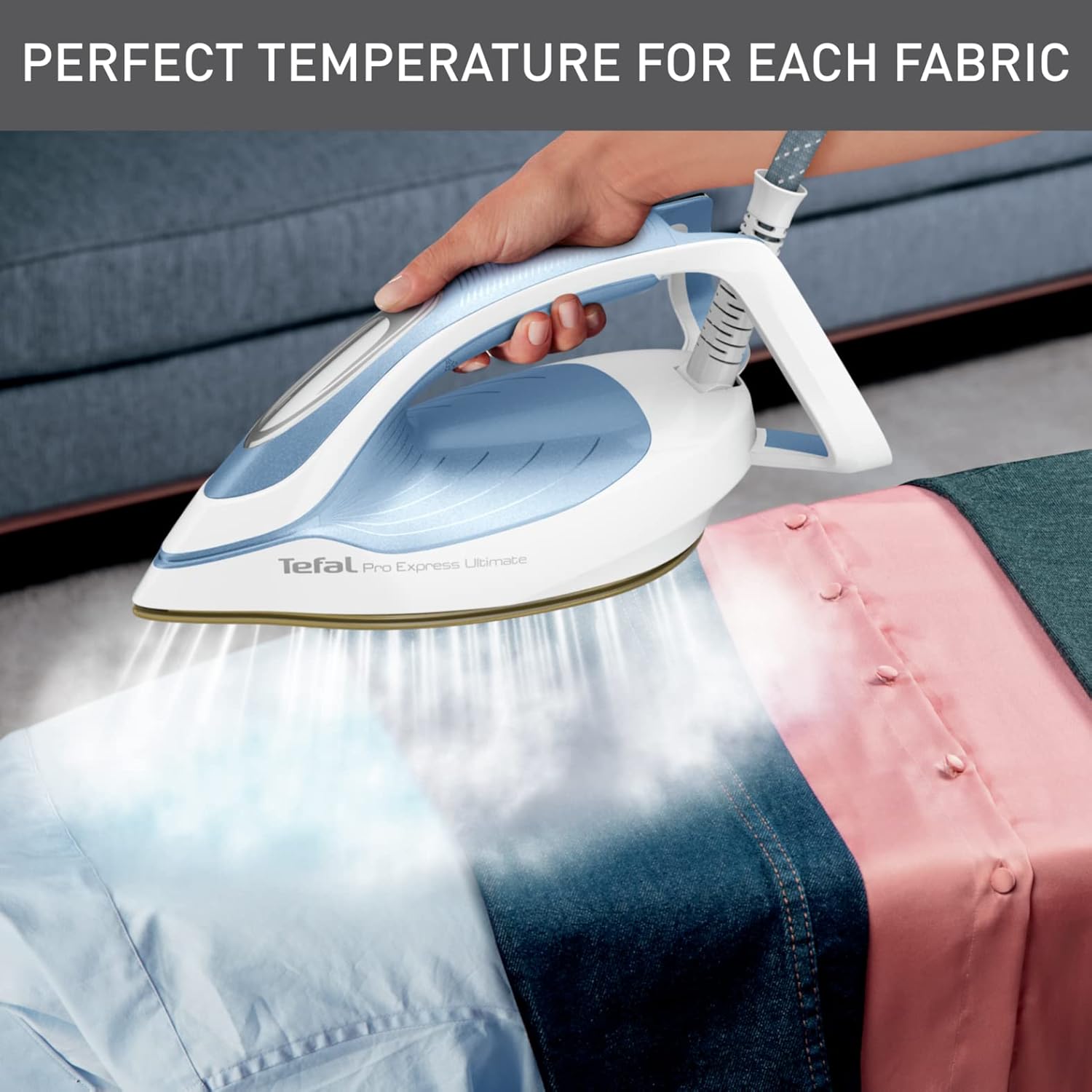 Tefal Pro Express Ultimate II, GV9710, High Pressure Steam Generator Iron, 2700W, 580g/min Steam Boost, 155 g/min cont. steam output, 7.6 Bar Pressure, GV9710 Pro Express Ultimate II, Blue & White