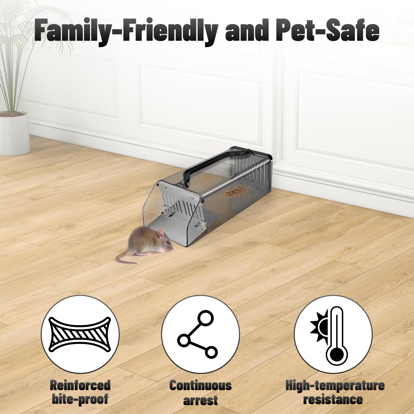 Humane Rat Traps - Transparent Humane Mouse Traps, Effective Mouse Traps for Indoors/Outdoor Rat, Humane Mice Trap, Reusable & Washable Mousetraps Safety for Children and Pets 1230