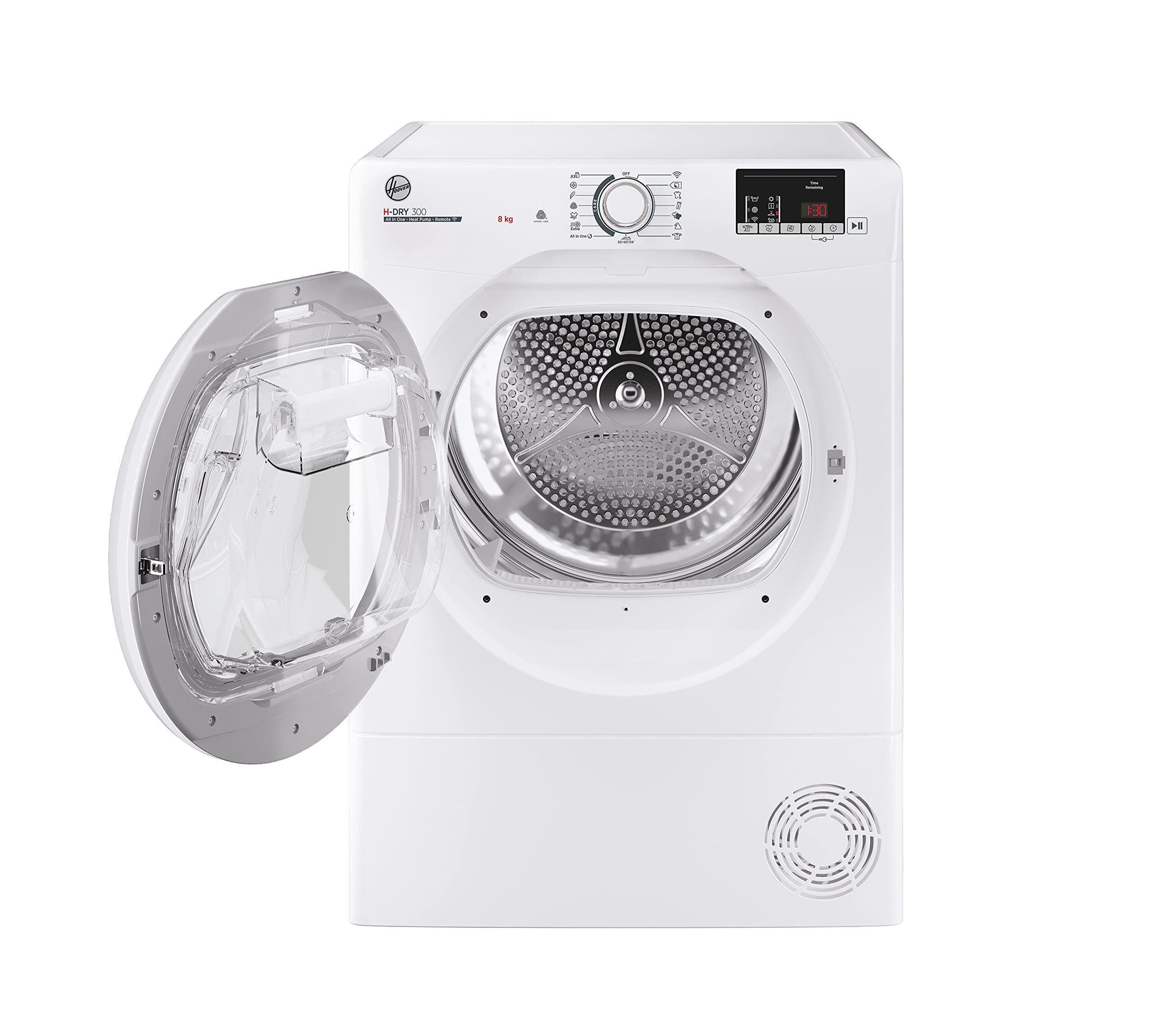 Hoover H-DRY 500 Heat Pump Tumble Dryer, 9 Kg, Class A++, Wi-Fi + Bluetooth, Four Drying Levels, Eco-Power Inverter Motor, Advanced Care, White, 59.6x60.4x85 cm - NDE H9A2TCE-80