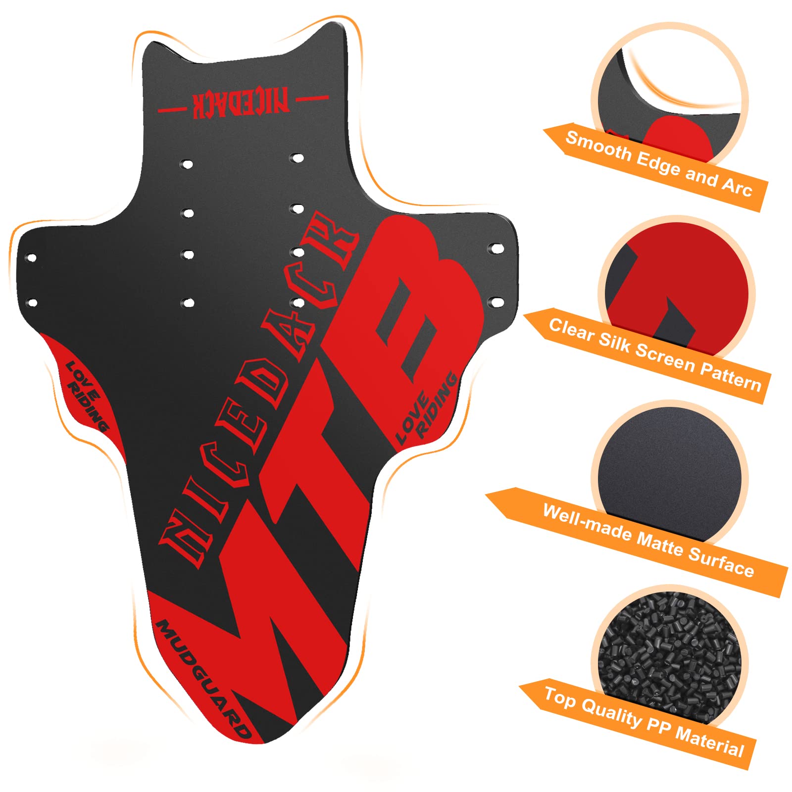 NICEDACK Mudguards Mountain Bike, 2 Pieces Mudguard Fit 20-29 Inch MTB Mudguard Front and Rear Compatible Bicycle Splash Guard