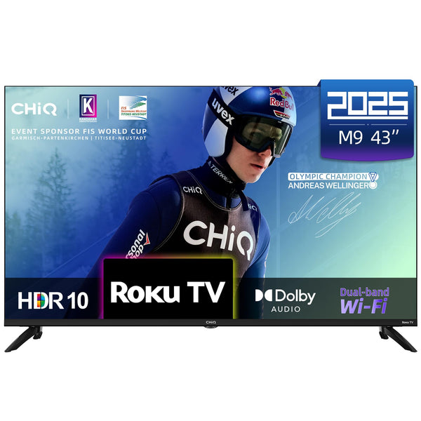 CHiQ U50QM9K 50 inch Smart QLED Roku TV, 4k UHD, HDR10 HLG, Dolby Audio, Works with Alexa, DVB-T/T2, Support Apple Air-Play, Google Assistant, Prime Video, HDMI2.1, USB2.0