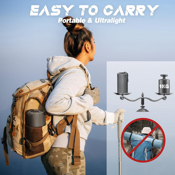 NHOWIN Self Inflating Camping Mat, 12CM Thicken Ultralight Sleeping Mat with Built-in Pump, Portable Camping Mattress Bed with Pillow, Waterproof Folding Sleeping Pad for Hiking, Backpacking