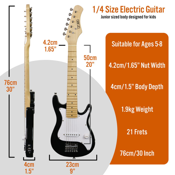 3rd Avenue 1/4 Size Kids Electric Guitar Pack for Junior Beginners - 6 Months FREE Lessons, 5W Portable Amp, Cable, Bag, Picks and Strap - Red