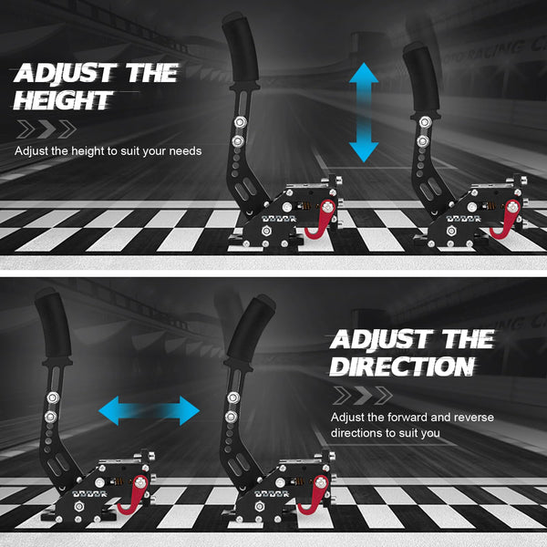 aikeec 64Bit PC USB Handbrake, Upgrade SIM Racing Games Handbrake for LO GITECH G25 G27 G29 T500 T300 THRUST MASTER FANATECOSW DIRT RALLY, 2M Nylon Cable/Reinforced Spring/Red+Clamp