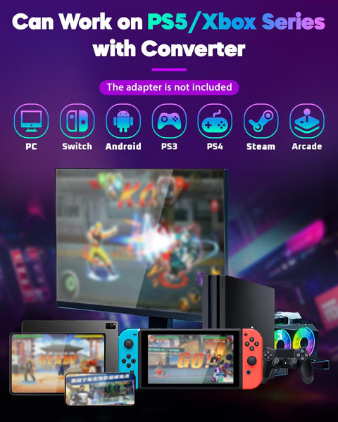 Sehawei Arcade Stick R16 All-Button Arcade Controller 16Keys for PC/Ps3/Ps4/Switch/Steam,Fight Stick for Fighting Games with Custom RGB & Turbo Functions & Hot Swap Black