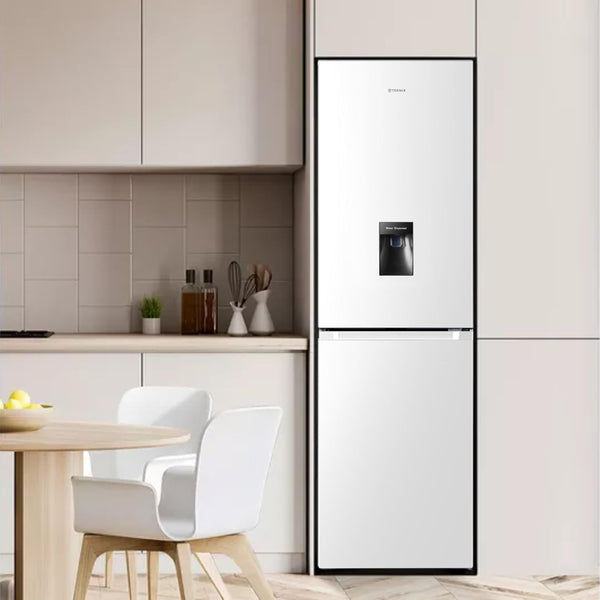 Teknix FFH1825WB 55cm Freestanding 50/50 Fridge Freezer - 256 Litre Capacity - Total No Frost - Non-plumbed Water Dispenser - Black, H182.5 x W55 x D56.2 (cm)
