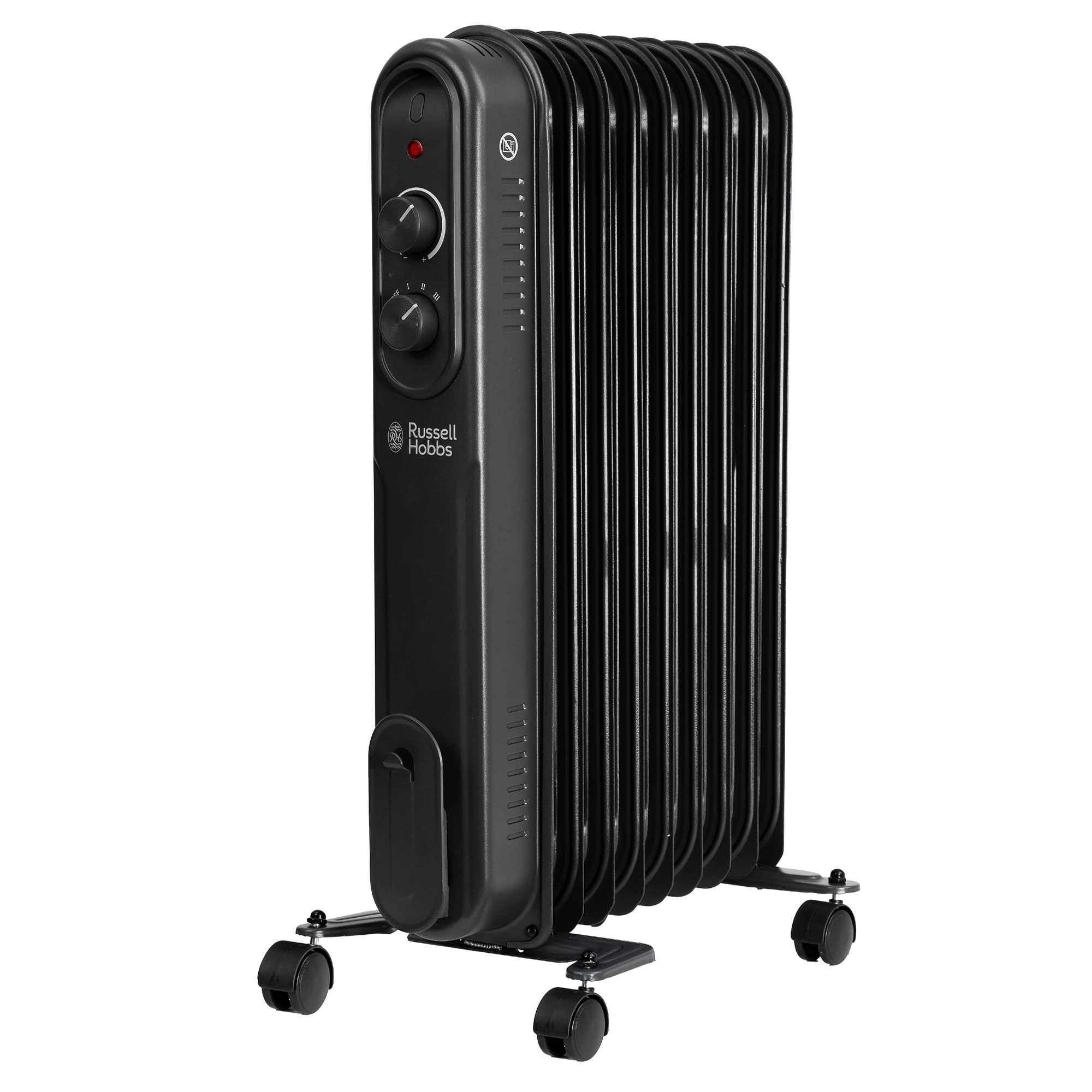 Russell Hobbs 1500W/1.5KW Oil Filled Radiator, 7 Fin Portable Electric Heater - Anthracite, Adjustable Thermostat, 3 Heat Settings, Overheat Protection, 15m sq Room Size, 2 Year Guarantee RHOFR7004A